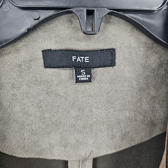 Fate The Label Women's Size Small Waterfall Vest Brown Suede Belted Tie - Picture 6 of 7